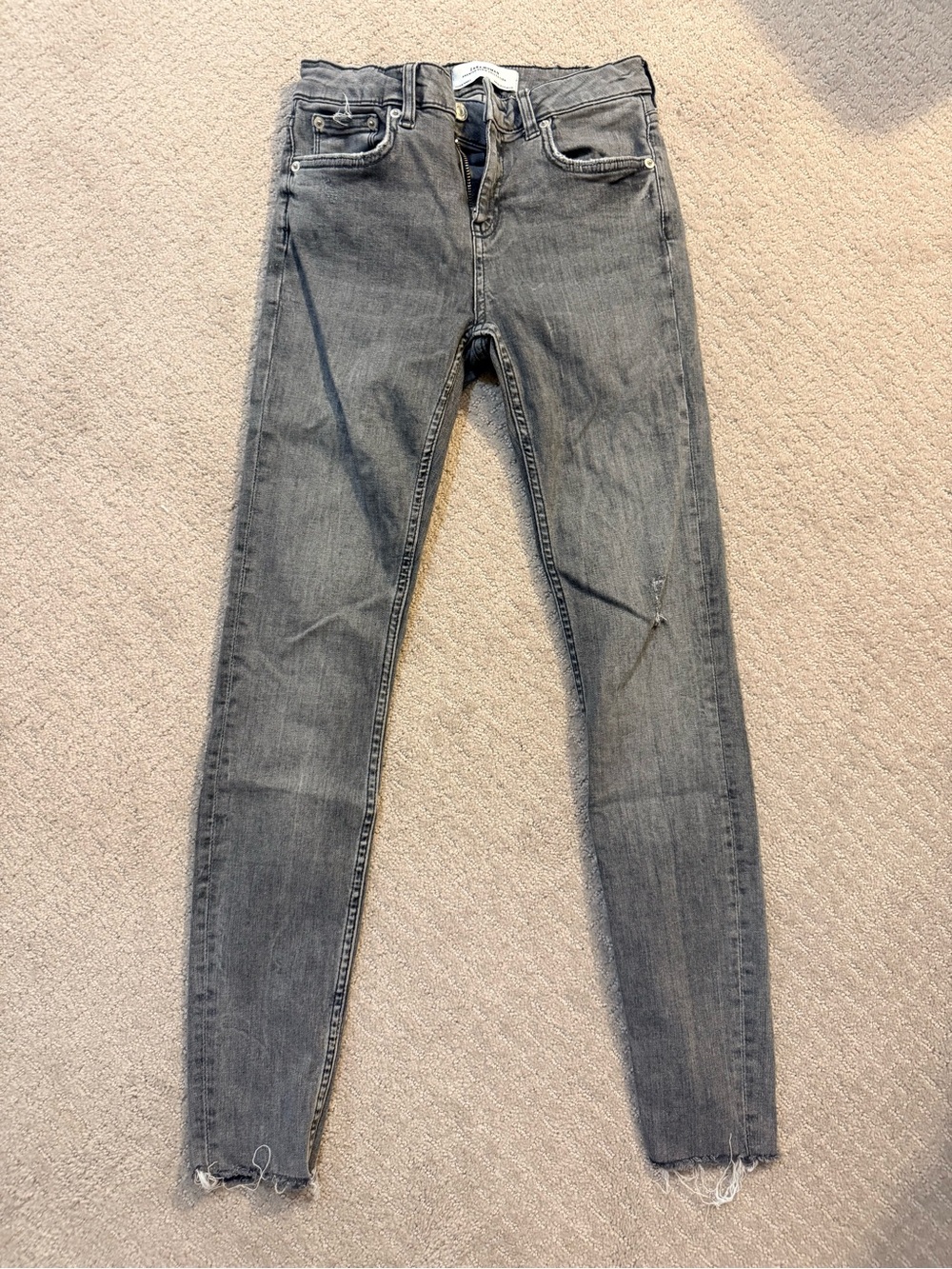 Zara Gray Skinny Jeans with Raw Ankles